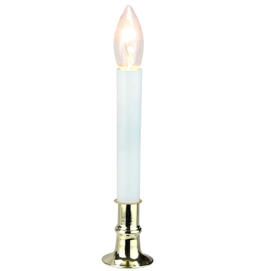 9&#x22; White &#x26; Gold Christmas Candle Lamp with Timer